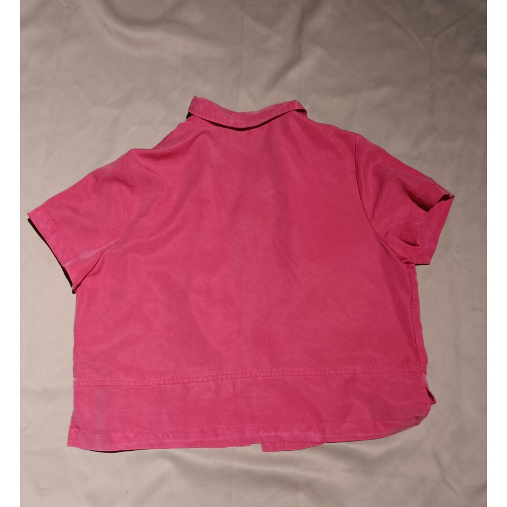 AKS by Amy K Su Embroidered Cocktail Coral Women's Button Up Large Lyocell Top - Picture 5 of 5